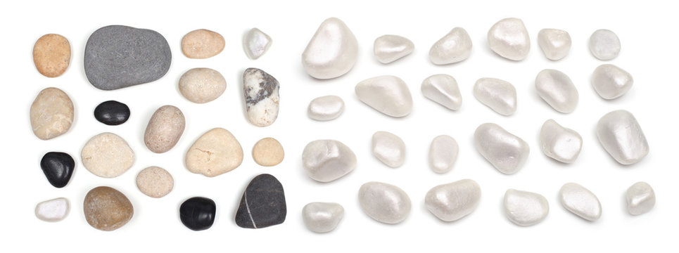 Collection of stones on white background. © Liliia