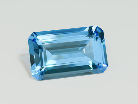 Rectangle blue topaz on white background