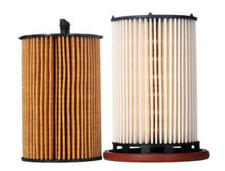 Car oil filters isolated on white