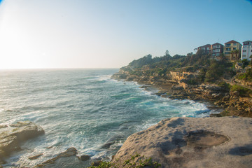 SYDNEY, AUSTRALIA - February 1, 2020: Ocean View of the Bondi Beach in Sydney, NSW, Australia....