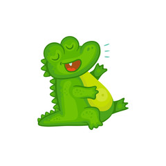 Cartoon character laughing crocodile or alligator vector illustration isolated.