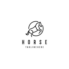  Awesome Horse With Circle Black Colored Design Illustration Symbol Wildlife Vector Logo
