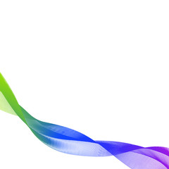 abstract white background with multi-colored ribbon of curved lines in the form of waves