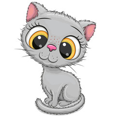 Cartoon british kitten isolated on a white background