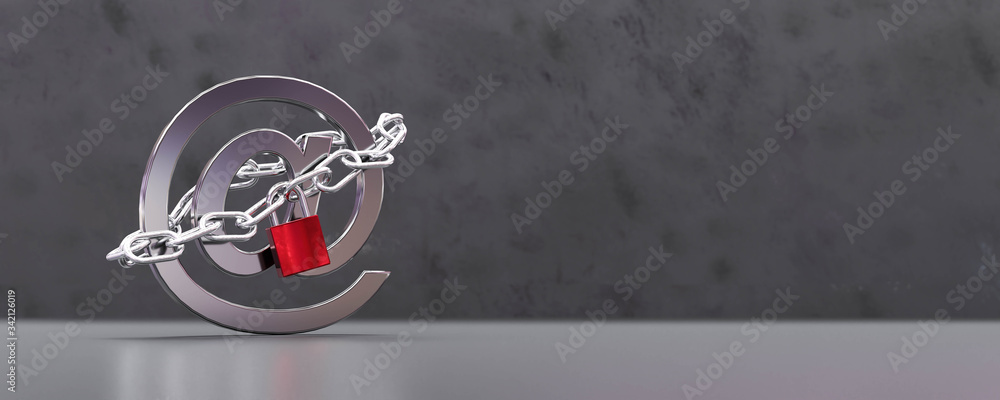 Poster security lock on at symbol - computer security concept 3d illustration render