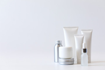 Cosmetics packaging .Plastic cosmetic of cream.Natural beauty spa product concept.Mock-up.