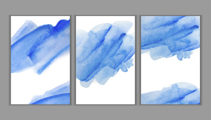 brochure art blue abstract brush painted watercolor background vector.