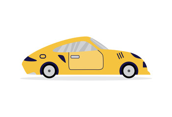Obraz na płótnie Canvas Yellow sport car from side view - fast speed vehicle
