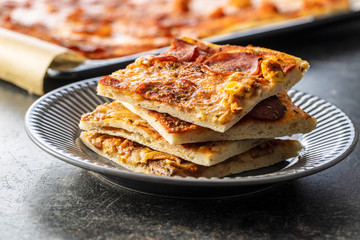 Pieces of homemade Italian pizza.