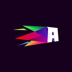 Letter A logo in multicolor low poly style.