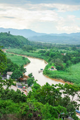 Aerial View of Beautiful Mekong River and Golden Triangle