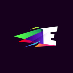 E letter logo in multicolor low poly style.