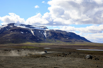 Kjolur / Iceland - August 25, 2017: Scenery along the Kjolur Highland Road, Iceland, Europe