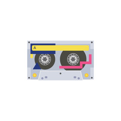 Audio vintage stereo cassette symbol or icon flat vector illustration isolated.
