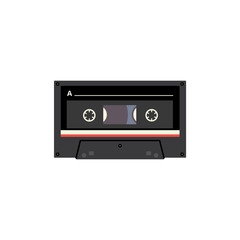 Black cassette tape with retro design - flat isolated sticker