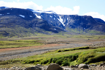 Kjolur / Iceland - August 25, 2017: Scenery along the Kjolur Highland Road, Iceland, Europe
