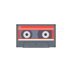 Icon of music tape or video player cassette flat vector illustration isolated.