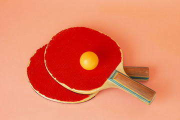 Table Tennis. ping-pong rackets and ball.