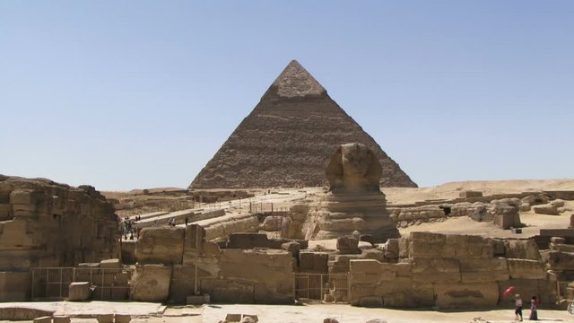 Sphinx and pyramid in Giza 