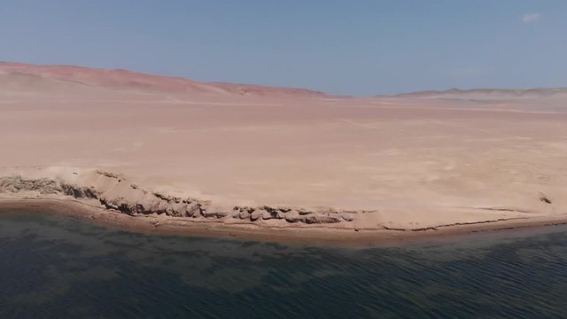 Coast of Paracas in Peru. Desert coast. Two aerial shots