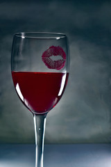 red wine glass on the surface