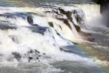 Gullfoss / Iceland - August 25, 2017: The famous Gullfoss waterfall, Iceland, Europe