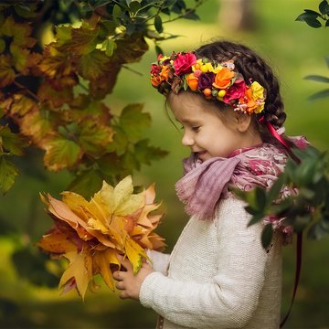Cute Girl Outdoors In Autumn