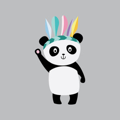 Cute panda bear character full length, cartoon vector illustration isolated.