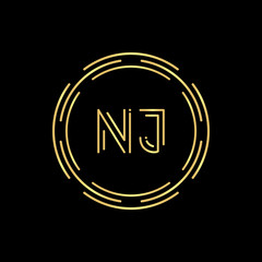 Initial Letter NJ Logo Design Vector Template. Digital Abstract NJ Letter Logo Design