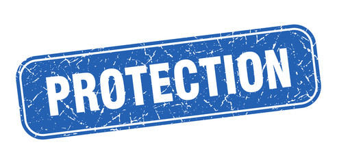 protection stamp. protection square grungy blue sign