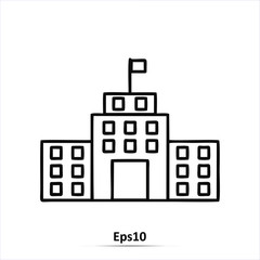 Naklejka premium School building. Single icon. Vector illustration.