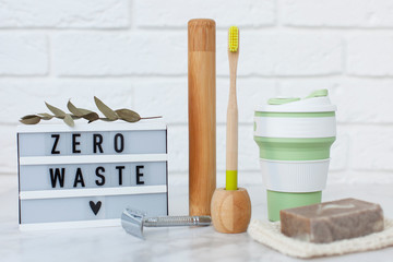 A set of things in the style of zero waste, for an environmentally friendly life without plastic.