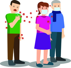 Patient of corona virus spreading the virus by coughing to other healthy peoples