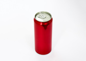 Aluminum red Soda Can Mock-up isolated on white background.High resolution photo.