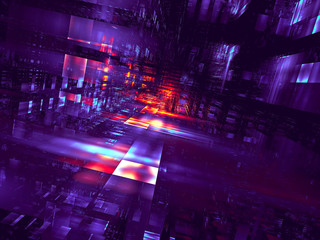 Red and purple street - 3d illustration with perspective effect