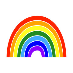 Obraz premium Beautiful bright rainbow icon. Front view. Hand drawn vector graphic illustration. Isolated object on a white background. Isolate.