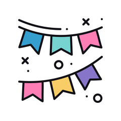 Confetti icon with falling tiny pieces. Party, tinsel, new year celebration, birthday, holidays, event, carnival, festive theme. Party basic element. Vector illustration. Congratulation.