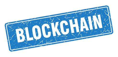 blockchain stamp. blockchain vintage blue label. Sign