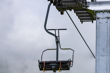 Funicular with seats in the mountains