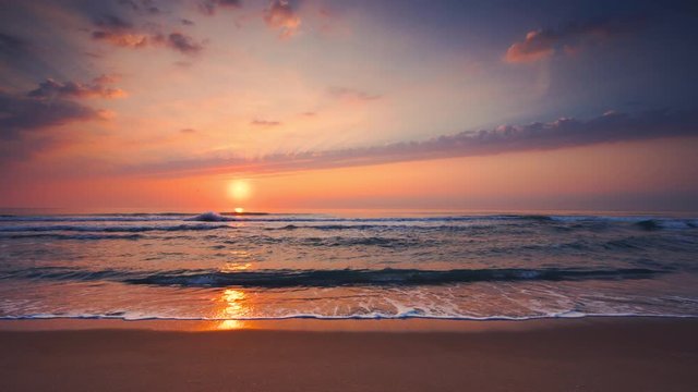 Beautiful sea sunrise and beach