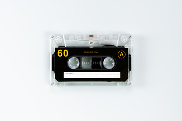 Obraz premium vintage audio cassette tapes on white background. - vintage backdrop style.
