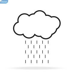 Rain. Single flat icon on white background. Vector illustration.