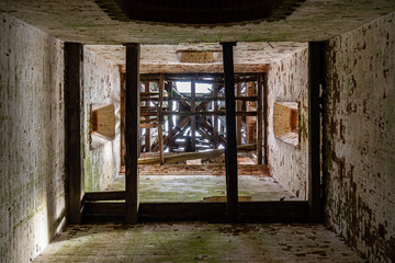 Interior of an old brick belfry