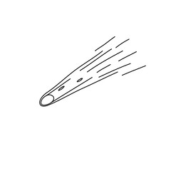 Doodle style shooting star. Vector illustration of a comet. Meteorite isolated on white background