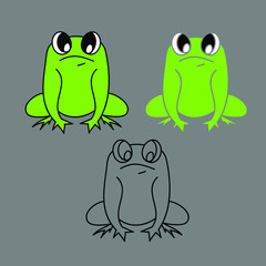 Funny cartoon frog illustrations, isolated. Vector graphics.