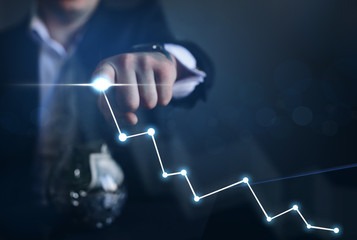 Businessman pointing arrow graph corporate future growth plan.
Business development to success and growing growth concept. 