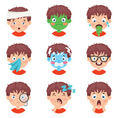 Set Of Different Expressions Of Kids