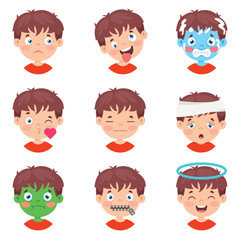 Set Of Different Expressions Of Kids