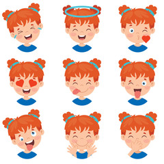 Set Of Different Expressions Of Kids