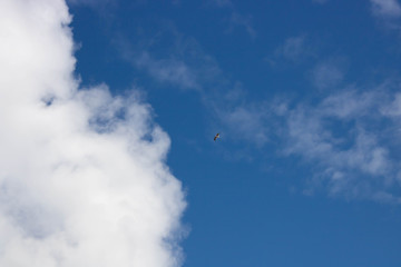 Beautiful blue sky with white clouds. Spring weather